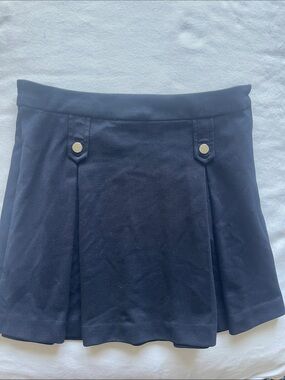 JACCADI Girls Navy Blue Pleated Mini Skirt with Buttons Size 12A